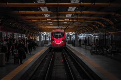 railway, train station, train, passenger, travel, skill, civilization, rail, transportation, red, train station, train, train, train, train, train