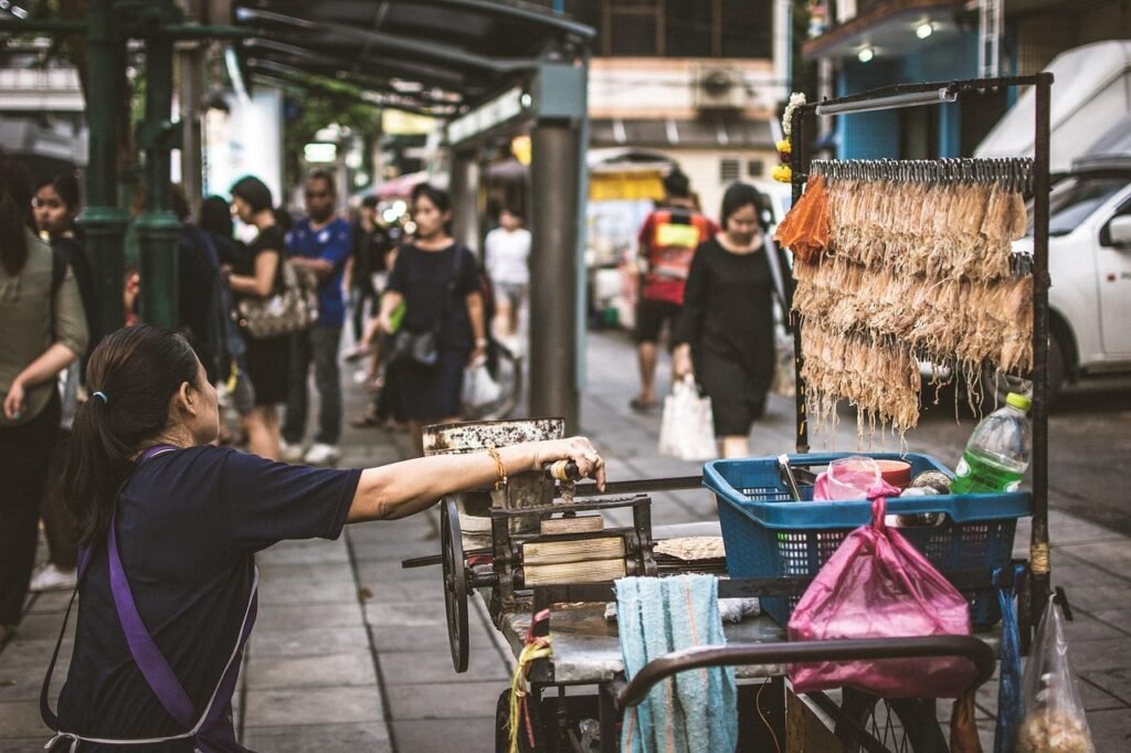 hawker, squid grill, street food, food, bangkok, thailand, brown street, hawker, street food, street food, street food, street food, street food