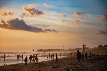 beach, dusk, people, vacation, leisure, swim, ocean, sea, water, sand, shore, nature, seashore, coast, tropical, canggu, bali, indonesia, Indonesia, Bali, Dalung